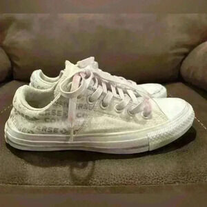 Converse White, Grey, Purple Sneakers Shoes Low Top Lace Up Casual Chucks size 7